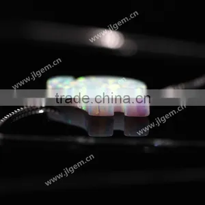Synthetic White Elephant Opal Gemstone S925 Silver Box Chain Necklace Jewelry thumbnail-6