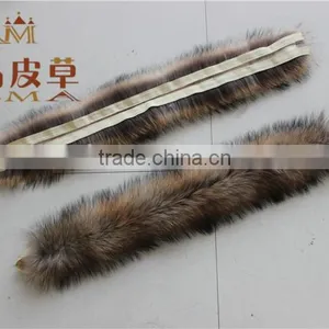Wholesale and Retail Real Fur Raccoon /Genuine Raccoon Fur Strip /Raccoon Fur Trim for Hood thumbnail-1