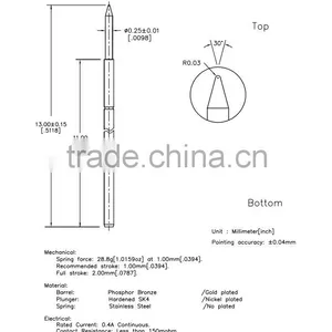 SP1-035130-B01 Single Head With Gold Plated and Spring Loaded Test Probe for Printed Circuit Board Testing thumbnail-1