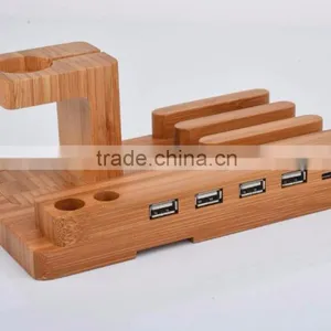 2016 Luxury Bamboo Material Stand Holder for Apple Watch Iphone thumbnail-4