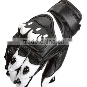 Two White Fingers Leather Made Motorcycle Motorbike Gloves thumbnail-1