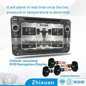 Factory Wholesale Wireless TPMS in Radio DVD Navigation Display Tire Pressure and Temperature Data of Four Tires thumbnail-1