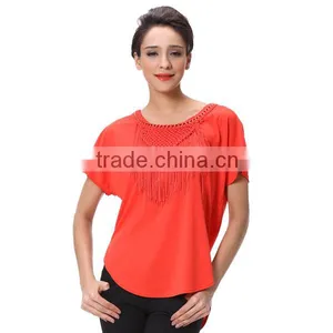 Ladies Bulk Wholesale T Shirts 100% Rayon Made by China T Shirt Factory thumbnail-2