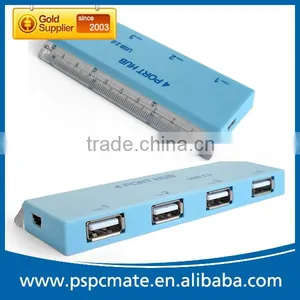 Blue Promotional Gift Slim 4 Port Usb 2.0 Hub With Ruler Function thumbnail-1