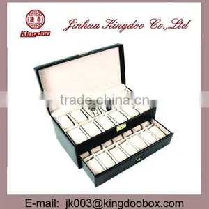Jinhua Supplier Large Wooden MDF PU Leather Watch Box With Drawer thumbnail-1