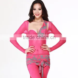 Breathable Mesh Fabric Long Sleeve Hot Sexy Belly Dance Tops thumbnail-1
