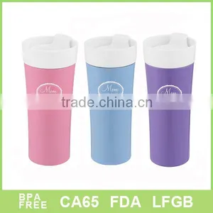 Ceramic Mug With Stainless Steel Outer and Plastic Lid thumbnail-1