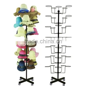 Custom Hat Display Case Metal Hat Stand Display Rack With Wheels thumbnail-1