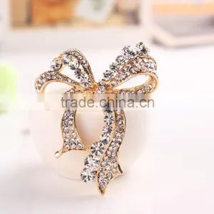 Magnetic Big Bowknot Rhinestone Brooch For Wedding Decoration,Fashion Design Beaded Bow Brooch Pin thumbnail-3