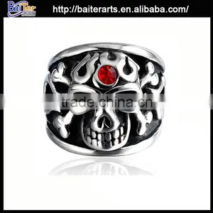 Retro Titanium 316L Stainless Steel Masonic Skull Ring thumbnail-2
