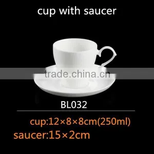 250ml White Color Bone China Tea Cup and Saucer thumbnail-1