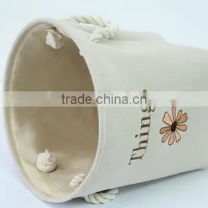 YIWU RODA Cotton Embroidery Bin Canvas Toys Receive Basket Sundry Receive Storage Basket Bathroom Laundry Basket thumbnail-2