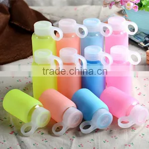 Factory Low Price of Unbreakable Silicate Glass Water Bottle,anti Heating Slicone Sleeve Glass Water Bottle thumbnail-1