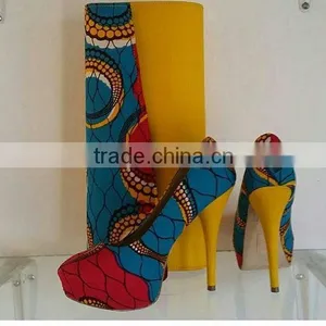 2015 Ankara Fabric Shoes and Bags/wax Shoes and Bags /Ankara Print High Heels Shoes Quality Choice Most Popular thumbnail-4