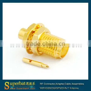 Sma Cable Assemblies Solder Jack(male Pin) Bulkhead Connector for .086" Cable thumbnail-1