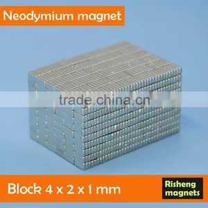Super Permanent NdFeB Magnetic 4x2x1mm Blocks Heat Resistant Magnets thumbnail-1