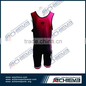 China Club Competition Dry Fit Customized Heat Transfer Wrestling Jersey thumbnail-1