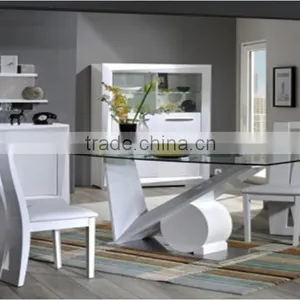 DT-3011 Modern Wooden Dining Table With Glass Top thumbnail-2