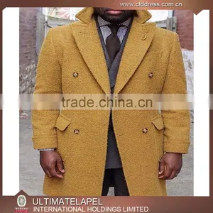 2016 Hot Double Breasted Yellow Turkish Long Coats thumbnail-1