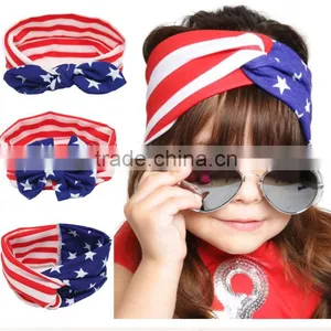 The New Baby Children's Hair Accessories National Day Flag Models Rabbit Ears Bow Cross With the New Foreign Trade thumbnail-2