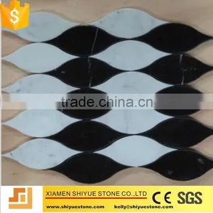 China Carrara White Mixed Nero Marquina Permium Mosaics Tile thumbnail-1