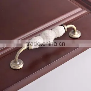 Antique Bronze Zinc Alloy Furniture Hardware Accessories Cabinet Ceramic Handles Modern Classical Brass Crack Marble Pull Knobs thumbnail-1