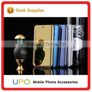 [UPO] New Arrival Luxury Full Curved Screen Clear View Flip Leather Electroplate Mirror Case for IPhone 6 Plus/6s Plus thumbnail-1