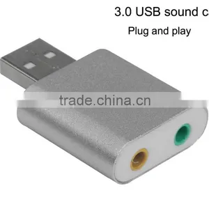 New Aluminum Alloy 3.0 USB Sound Card Headphones 3.5mm Jack Converter thumbnail-1