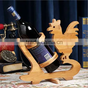 WR003/100% Bamboo Material Hot Sale Rooster Shaped Folding Bamboo Wine Rack thumbnail-2