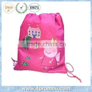 Pig Kid Drawstring Bag for Back to School Blue Color thumbnail-3