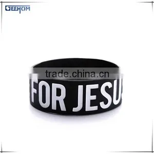 Wide Black Silicone Sport Wristband, Custom Cheap Silicone Wristbands thumbnail-1