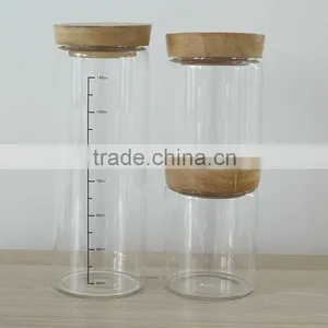 Wholesale 500ml Glass Storage Jar With Wooden Lid Handmade Heat Resistant Glassware N6310 thumbnail-2