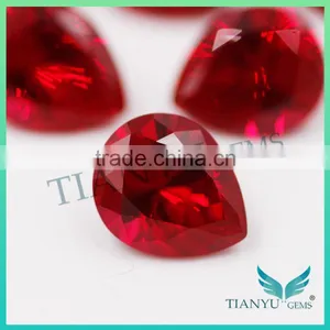 Synthetic Corundum 5# Color Red Pear Cut for Rings Pendant Jewelry thumbnail-3