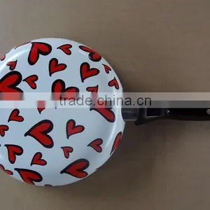 Aliuminium Non-stick Flower Decorated Silk Screen Design Frypan thumbnail-3