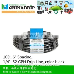Drip Irrigation 100', 6" Spacing, 1/4" .52 GPH Drip Line Pipe Color Black thumbnail-1