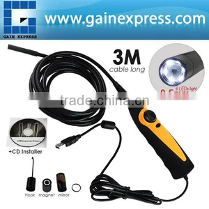 High Definition USB Video Inspection Borescope/ 3M Cable Endoscope Pipe Snake Scope 8.5mm HD Camera 6 LED thumbnail-1