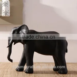 Resin Matt Black Antique 3D Elephant Statue Figurine thumbnail-2