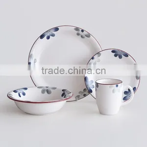 16pcs Stoneware Dinnerware Set With Handpainted Flowers,handpainting Dinner Set,ceramic Tableware Set With Handpainting thumbnail-1