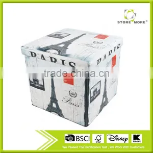 White Foldable Eiffel Tower Design Storage Cube/Ottoman/Foot Stool thumbnail-1