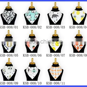 Wholesale Cartoon Animal Print Bandana Bibs, Baby Bandana Drool Bib With Snap thumbnail-6