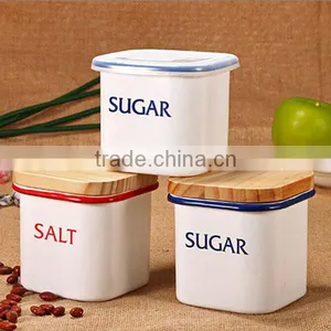 New Item Enamel Container With Lid, Enamel Canister, Sugar Storage Box, Container thumbnail-1