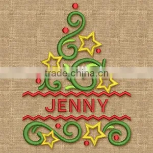 Christmas Tree Machine Embroidery Design Beautiful Elegant Font Frame thumbnail-1