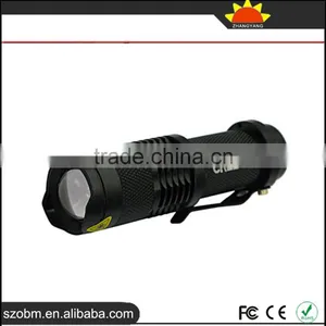 Wholesale OEM Q5 LED Mini 3w Police Zoomable Flashlight With 14500 Batteiy and Charger thumbnail-3