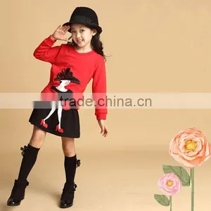 2Pcs/set New Kids Clothes Girls Clothing Sets Baby Girl Cartoon T-shirt Skirt Children Girl Dress Clothes Winter Warm 8-16 Years thumbnail-2