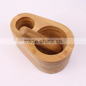 FDA&LFGB,Custom Kithenware Bamboo Mortar and Pestle Set Whip Eggs thumbnail-6