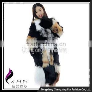 CX-G-A-262 Patchwork Fashion Design Women Real Fur Jacket for Winter thumbnail-2