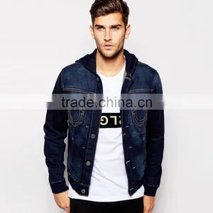 2016 New Fashion Denim Hoody Jacket for Men Customized Design thumbnail-1