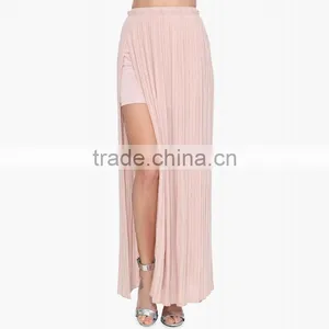 MGOO High Fashion Two Layers Women Chiffon Maxi Skirts Black Pink Women Pleated Skirts Sexy Split 15146A071 thumbnail-3
