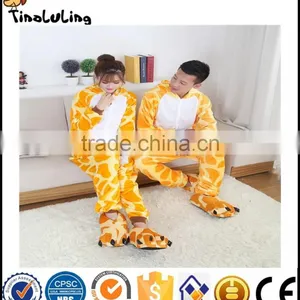 OEM Sexy Adult Funny Costume Giraffe One Piece Footie Flannel Pajamas For Winter thumbnail-4