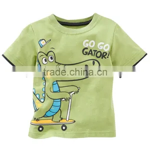 Fashion New Arrival Green With Crocodile Pattern Cartoon t Shirts Boys Tops thumbnail-1